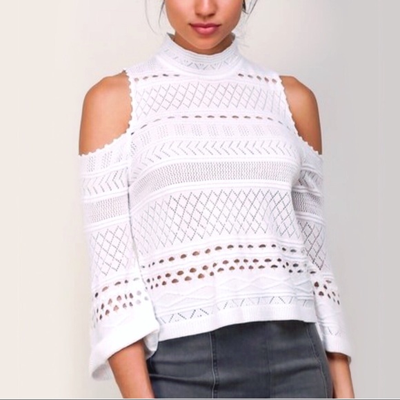 April Reign Tops - LAST (S) Aria Cold Shoulder Knit